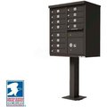 Florence Mfg Co Vital Cluster Box Unit, 12 Mailboxes, 1 Parcel Locker, Dark Bronze 1570-12DBAF